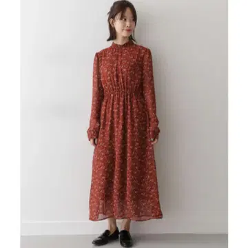 새상품급*어반 리서치 꽃무늬 쉬폰 시스루 원피스 브라운 F