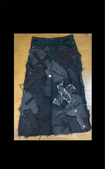 패치워크 디자인 블랙 데님