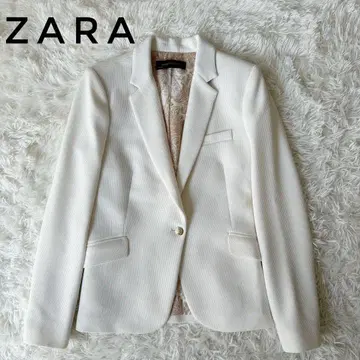 새상품급 ZARA 테일러드 자켓 골드 버튼 화이트 안감 올 패턴 페이즐리