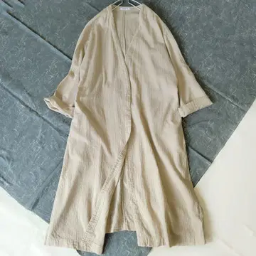 에브리데이 아이라이크 코튼 거즈 가디건 롱 베이지 워셔블