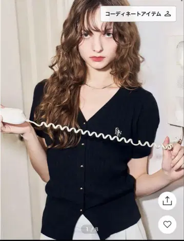 GENELAL IDEA 반팔 케이블 가디건 S 블랙