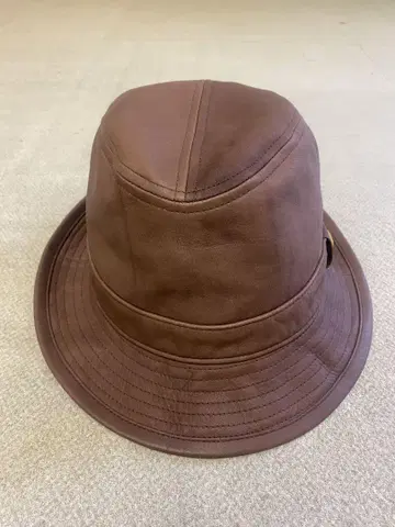 KNOX 브라운 가죽 버킷 햇