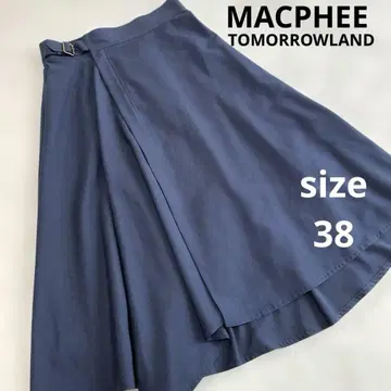 새상품급 MACPHEE 맥피 변형 랩 플레어 스커트 종아리 기장 일본제