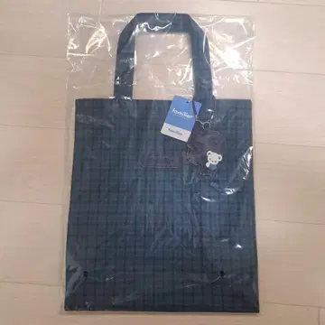 familiar 체크 무늬 토트백 파랑 대