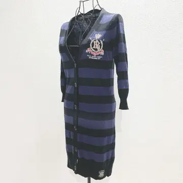 폴로진스 컴퍼니 POLO 롱 가디건 M 파랑 보더