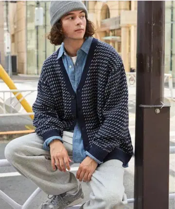 BARK MANHATTAN 오버 사이즈 바즈아이 니트 가디건