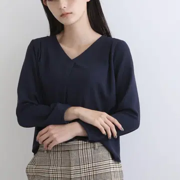 INDIVI 인디비 UV 케어 수분 흡수 속건성 턱 디자인 블라우스 M