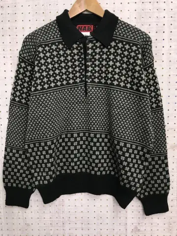 NAB 더반 구제 의류 노르딕 자카드 울 니트 피케 셔츠