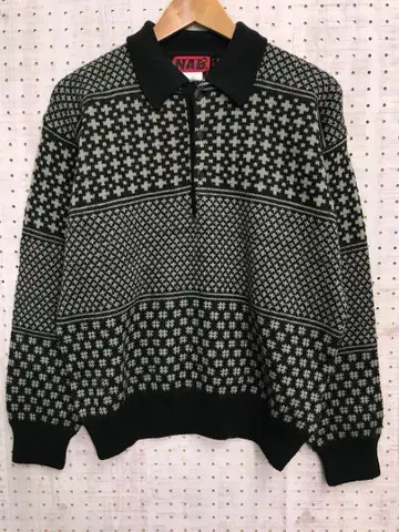 NAB 더반 구제 의류 노르딕 자카드 울 니트 피케 셔츠