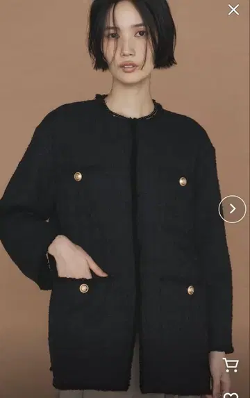 개럴개런트 노카라 트위드 자켓 블랙 코트