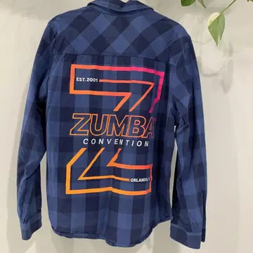 zumba 컨벤션 한정판 네이비 체크 셔츠 zincon 줌바 의류 M