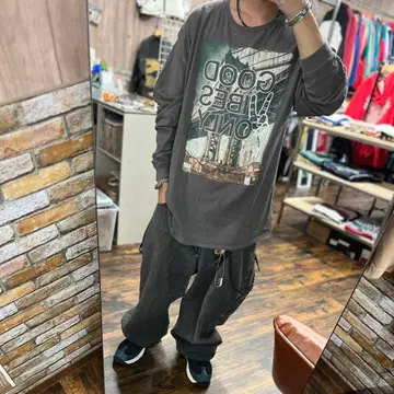 GOOD VIBES ONLY 2XL 긴팔 T셔츠 그레이 DELTA