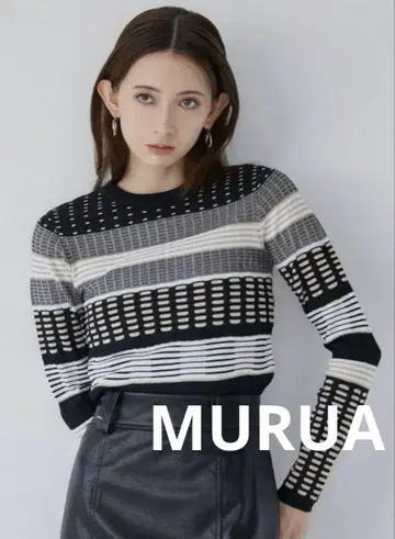 MURUA 멀티 패턴 니트탑 블랙