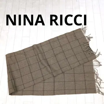 257 NINA RICCI 체크 무늬 머플러 브라운