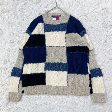 [ 새상품급 ] 타미힐피거 니트 스웨터 패널 디자인 M 멀티 컬러