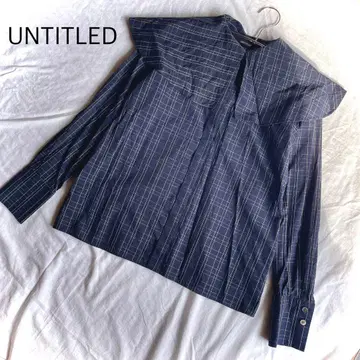 UNTITLED 네이비 체크 무늬 긴팔 셔츠