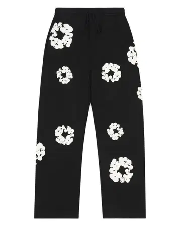 Cotton Wreath Baggy Sweatpants Black S