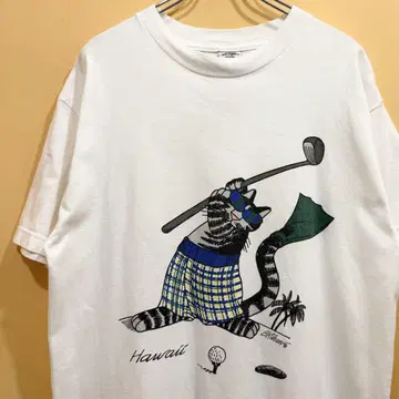 USA제 밤캣 반팔 T셔츠 골프 화이트 M