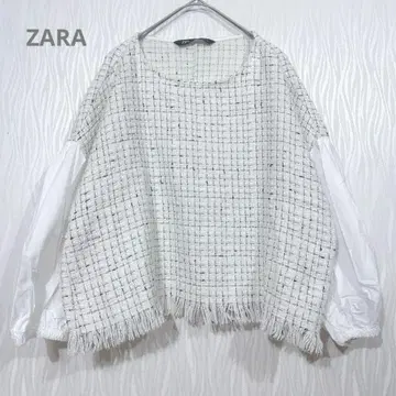 ZARA 자라 트위드풍 프린지 S 사이즈 소매 절개 셔츠 디자인