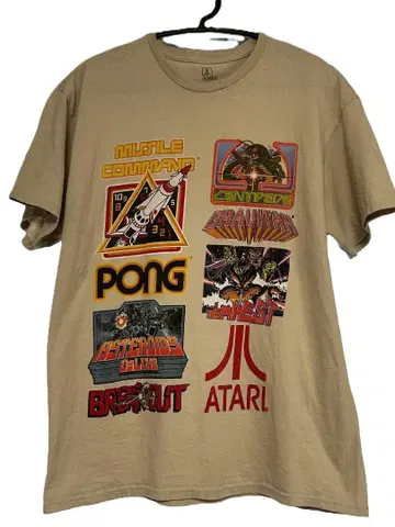 ATARI 아케이드 게임 T셔츠 베이지 미사일 커맨드 등