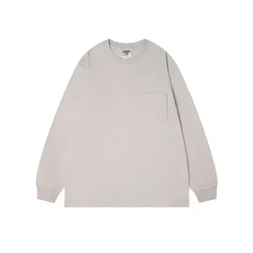 그레이 긴팔 T셔츠 포켓 부착
