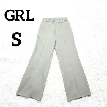 [그레일] 와이드 슬랙스 팬츠 S 그린 스트레치 하이웨스트