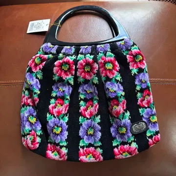 택 포함 미사용 새상품 FEILER 페이러 꽃무늬 블랙 핸드백