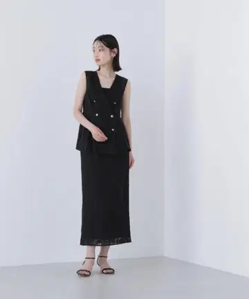 내추럴 뷰티 베이직 메쉬 레이스 셋업 블랙