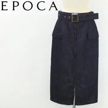 새상품급 EPOCA 에포카 벨트 프론트 지퍼 데님 스커트 포켓