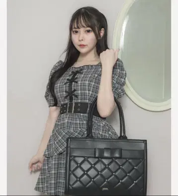 pium 펄 퀼팅 리본 토트