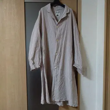 린넨 베이지 버튼 롱 코트