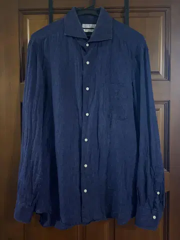 바니스뉴욕 남성용 셔츠 M~L 린넨 혼방 네이비 CANONICO