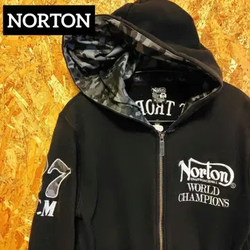 [NORTON] 풀 데코레이션 자수 로고 집업 후드티 블랙