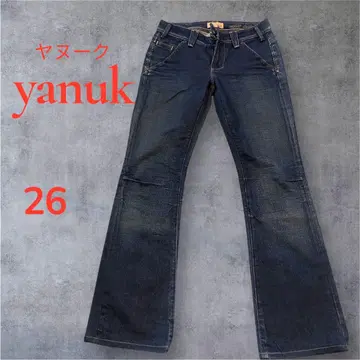 YANUK 야누크 USA제 가죽 패치 플레어 데님 26