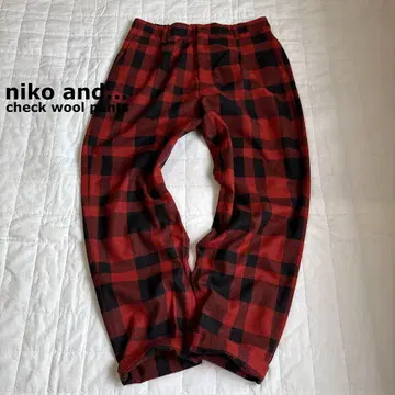 니코앤드 niko and - 블록 체크 패턴 울 팬츠 새상품