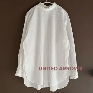 UNITED ARROWS 코튼 100% 스탠드 카라 프릴 블라우스