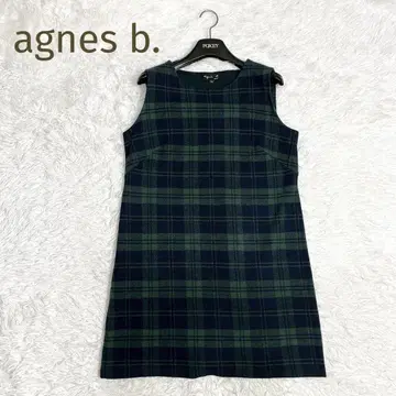 새상품급 agnes b. 그린 체크 원피스 튜닉 사이즈 T3
