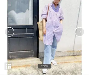 Spick & Span 보일 스트라이프 롱 루즈 셔츠