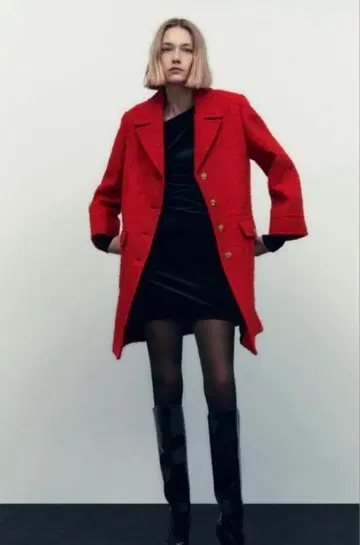 ZARA 빨간색 코트 울 혼방 코트