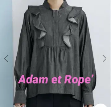 Adam et Rope' 블랙 데님풍 프릴 블라우스