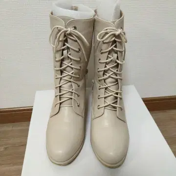 하카마 부츠 레이스업 부츠 여성용 성인식 화이트 베이지