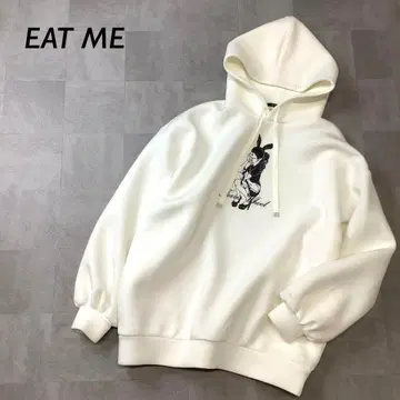 EATME 프론트 프린트 풀오버 후드티 화이트