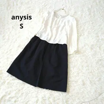 anysis 도킹 바이컬러 긴팔 원피스 S 결혼식 경사