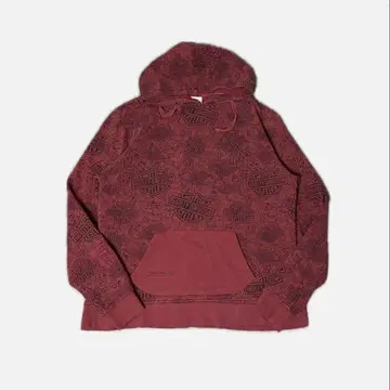 할리데이비슨 로고 올 패턴 풀오버 후드티 y2k