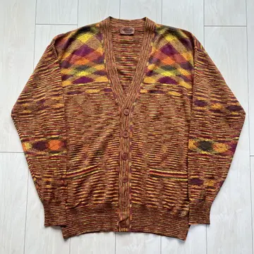 미쏘니 MISSONI 캐시미어 실크 니트 가디건 보더 50