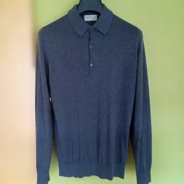 JOHN SMEDLEY 그레이 울 캐시미어 피케 셔츠