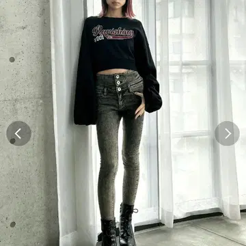 [ 택 포함 새상품 ] 제이다 하이웨스트 크로스 데님 팬츠 블루 완판템