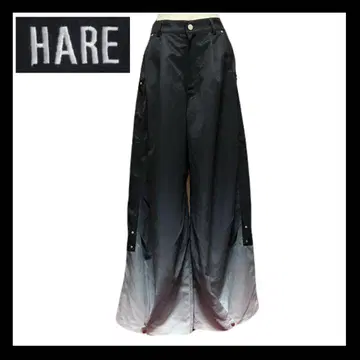HARE 그라데 와이드 레그 팬츠 블랙 와이드 실버 파츠 남성용