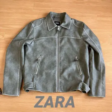 ZARA 그라데이션 페이크 가죽 자켓 그린 봄/가을 새상품급