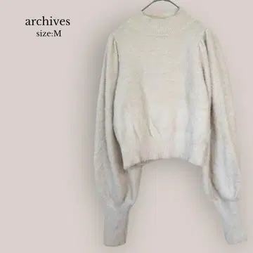 아카이브 archives 샤기 니트 숏 기장 크롭 와이드 슬리브